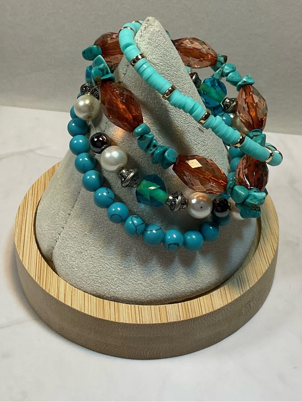 Vintage Brighton Turquoise 4-Piece Bracelet Stack Lot -